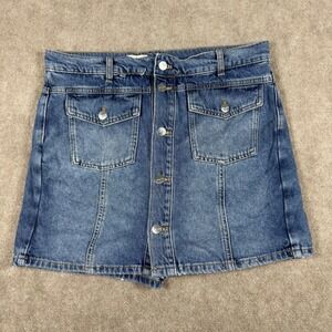 Pilcro Anthropologie Denim Button Front Skort Blue Medium Wash High Rise Size 31